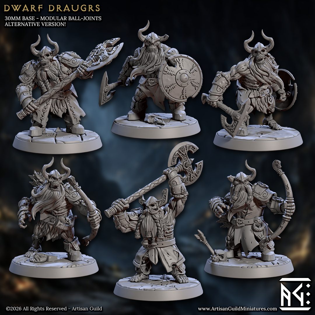 Dwarf Draugr - Helmets, Undead Dwarven Warriors (6 Variants Available) - Artisan Guild