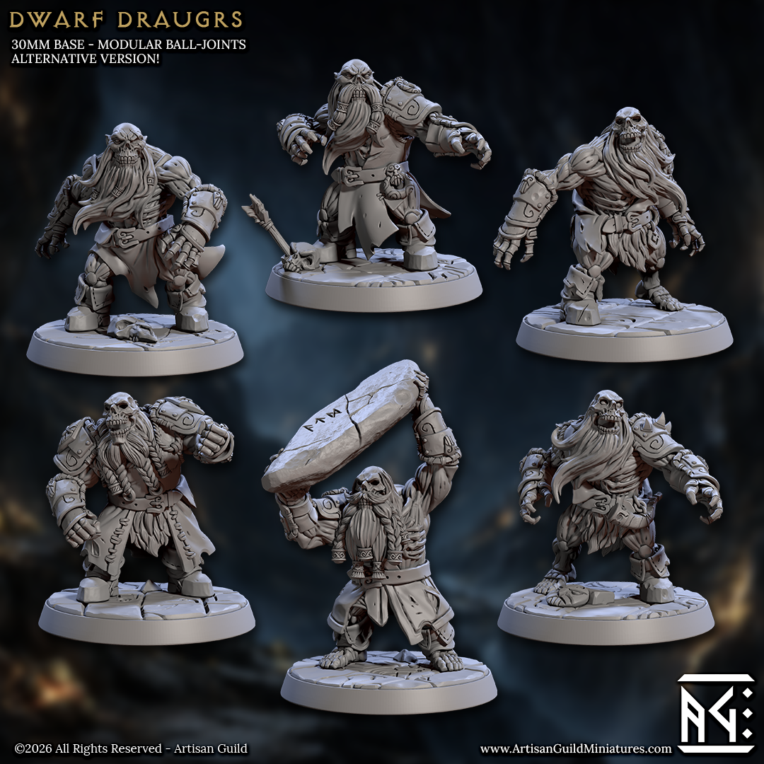 Dwarf Draugr, Undead Dwarven Warriors (6 Variants Available) - Artisan Guild