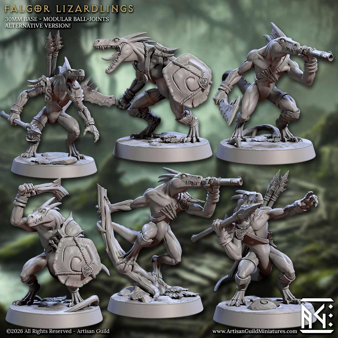 Falgor Lizardlings, Skink Warriors (6 Variants Available) - Artisan Guild