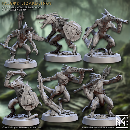 Falgor Lizardlings, Skink Warriors (6 Variants Available) - Artisan Guild