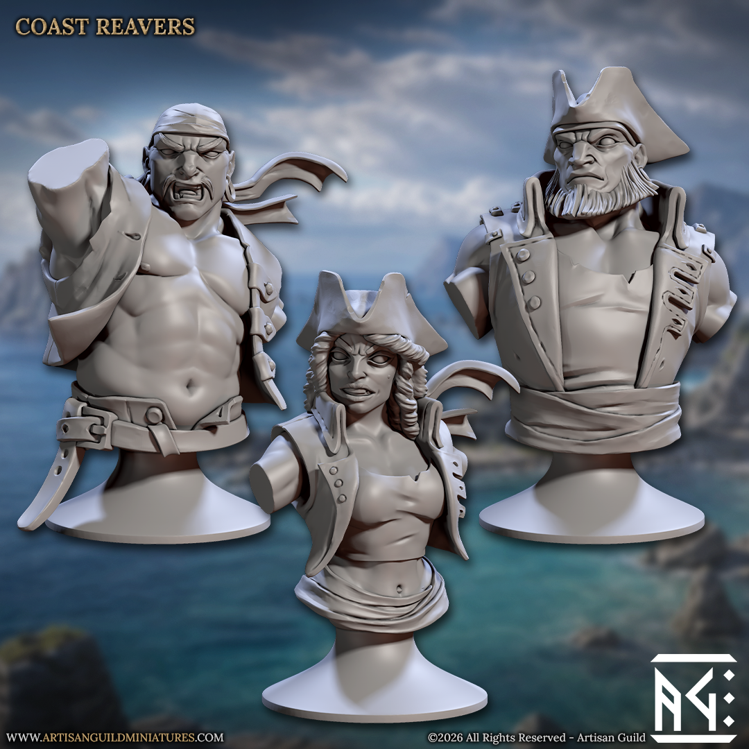 Coast Reaver Busts - Pirate Statuettes (7 Variants Available) - Artisan Guild