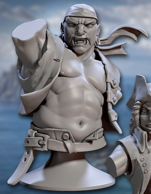 Coast Reaver Busts - Pirate Statuettes (7 Variants Available) - Artisan Guild