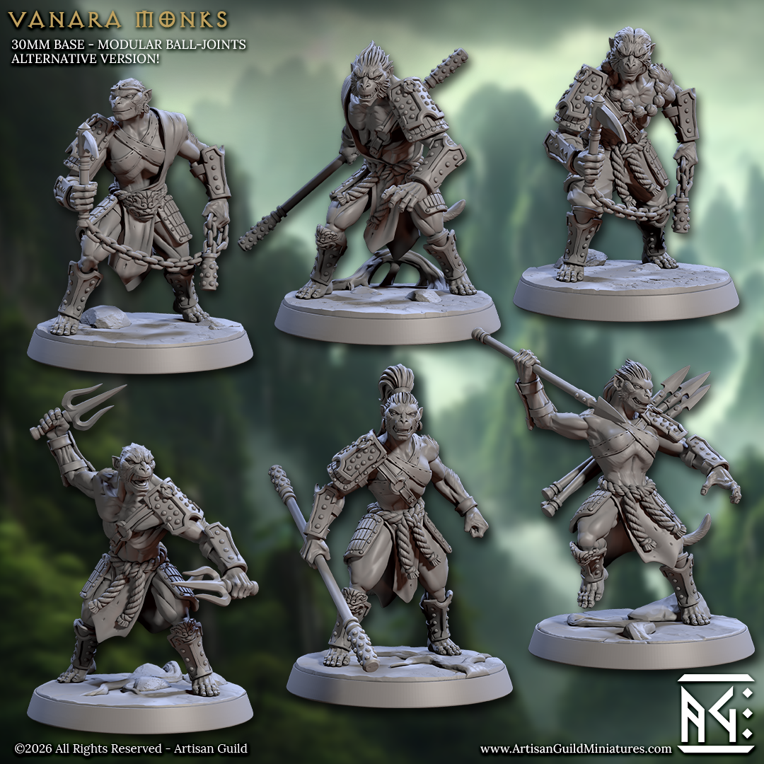 Vanaran Monks, Monkey Folk Martial Artists (6 Variants Available) - Artisan Guild
