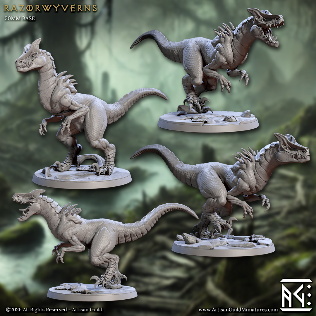 Falgor Razorwyverns, Wild Crested Raptors (4 Variants Available) - Artisan Guild