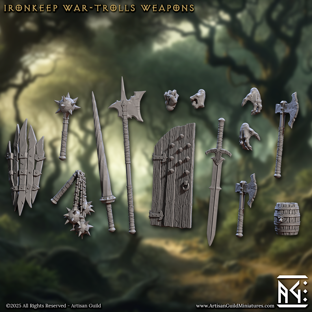 Ironkeep War-Trolls Hands and Weapons, 28mm Scale (14 Variants Available) - Artisan Guild