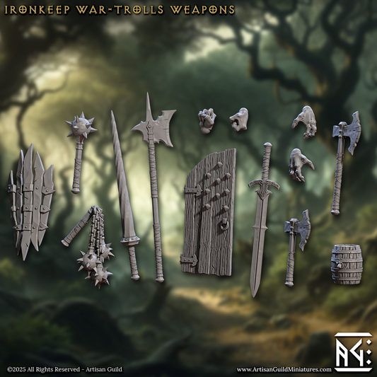 Ironkeep War-Trolls Hands and Weapons, 28mm Scale (14 Variants Available) - Artisan Guild