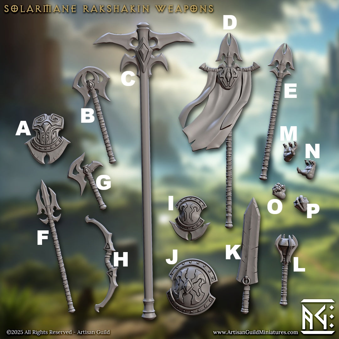Solarmane Rakshakin Hands and Weapons, 32mm Scale (16 Variants Available) - Artisan Guild