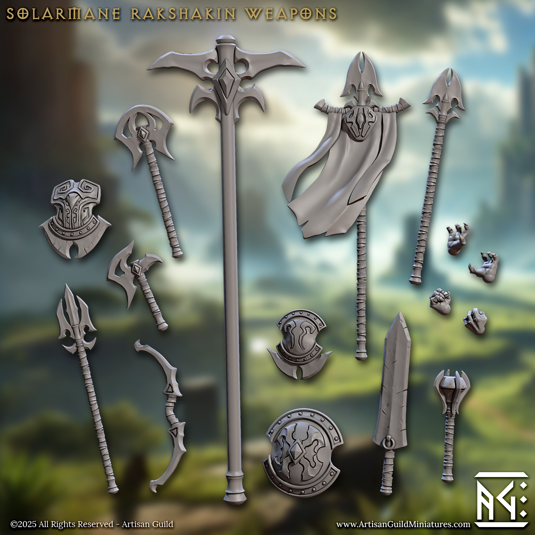 Solarmane Rakshakin Hands and Weapons, 32mm Scale (16 Variants Available) - Artisan Guild