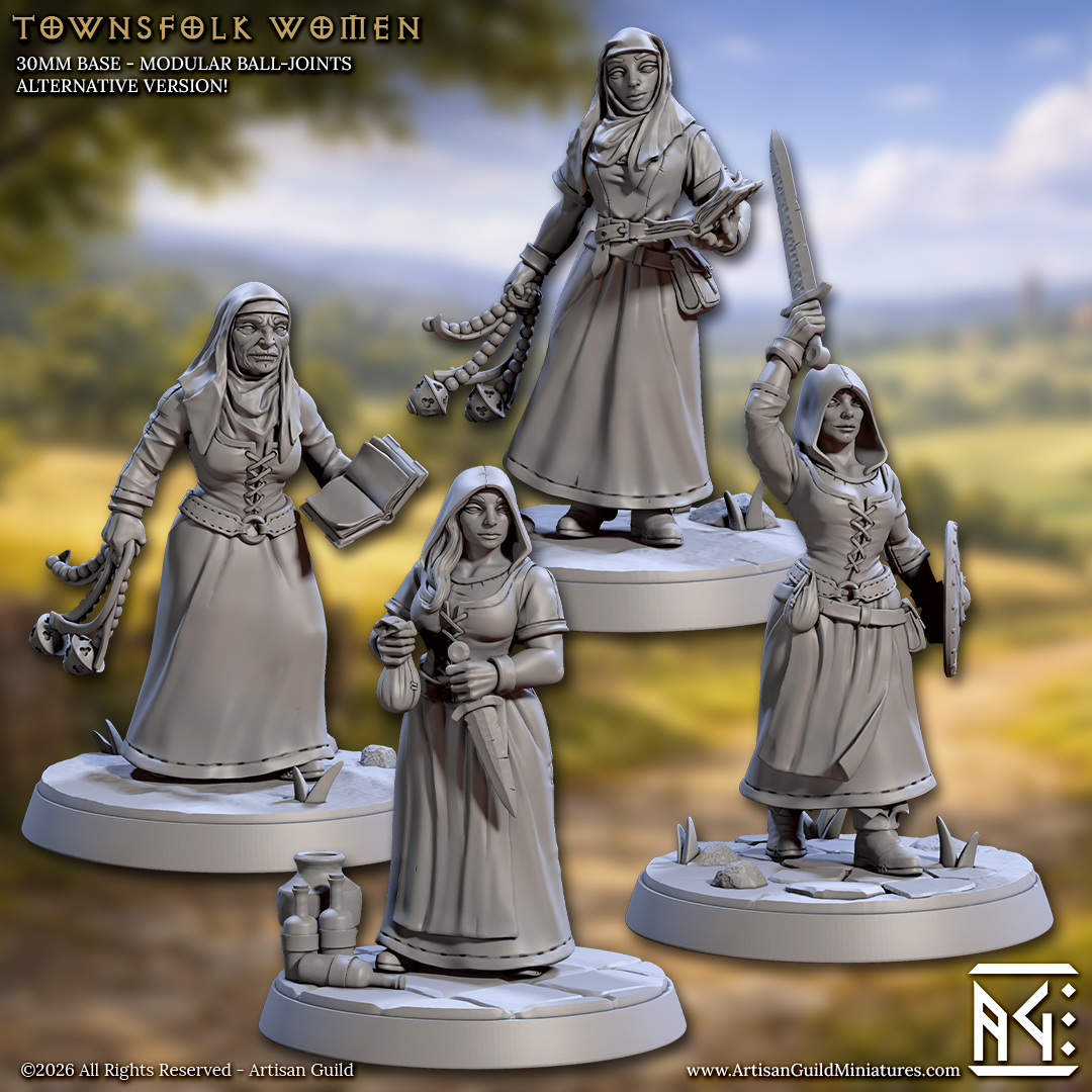 Townsfolk Peasant Women - Armed (4 Variants Available) - Artisan Guild