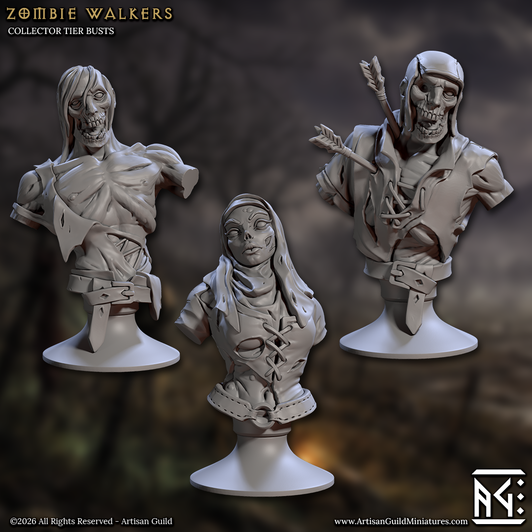 Zombie Walkers and Zombie Heroes, Busts (8 Variants Available) - Artisan Guild