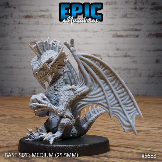 Silver Dragon Wyrmling (3 Variants Available) - Epic Miniatures