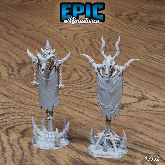 Snow Orc Village Terrain Set - Banners, Totems, Sledge and Cage (7 Variants Available) - Epic Miniatures