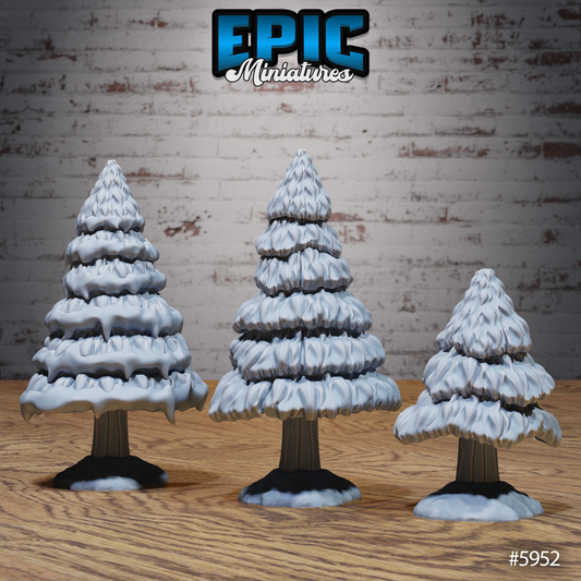 Snow Orc Village Terrain Set, Winter Trees (7 Variants Available) - Epic Miniatures