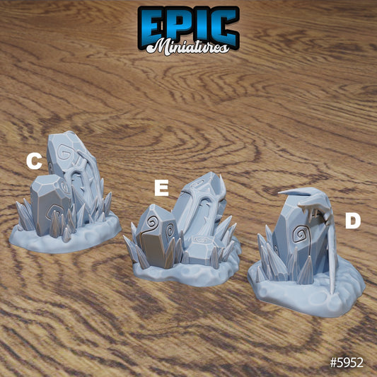Snow Orc Village Terrain Set, Cave Entrances, Icy Rocks and Snow Crystals (11 Variants Available) - Epic Miniatures