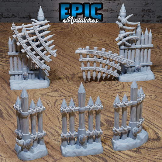 Snow Orc Camp, Gates and Fences Terrain Set (8 Variants Available) - Epic Miniatures