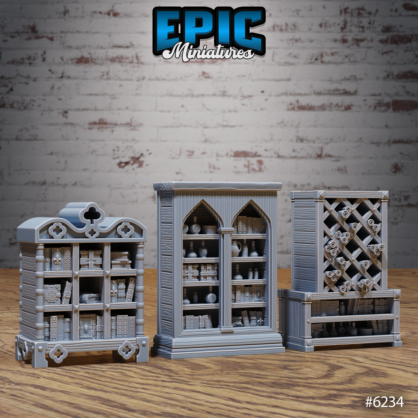Heavenly Terrain Scatter Set - Chairs, Benches and Bookshelves (7 Variants Available) - Epic Miniatures