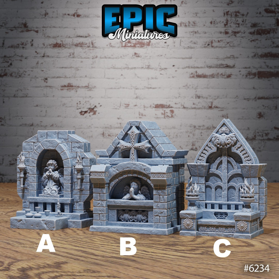 Heavenly Terrain Scatter Set - Shrines, Church Organs and Angel Statues (7 Variants Available) - Epic Miniatures