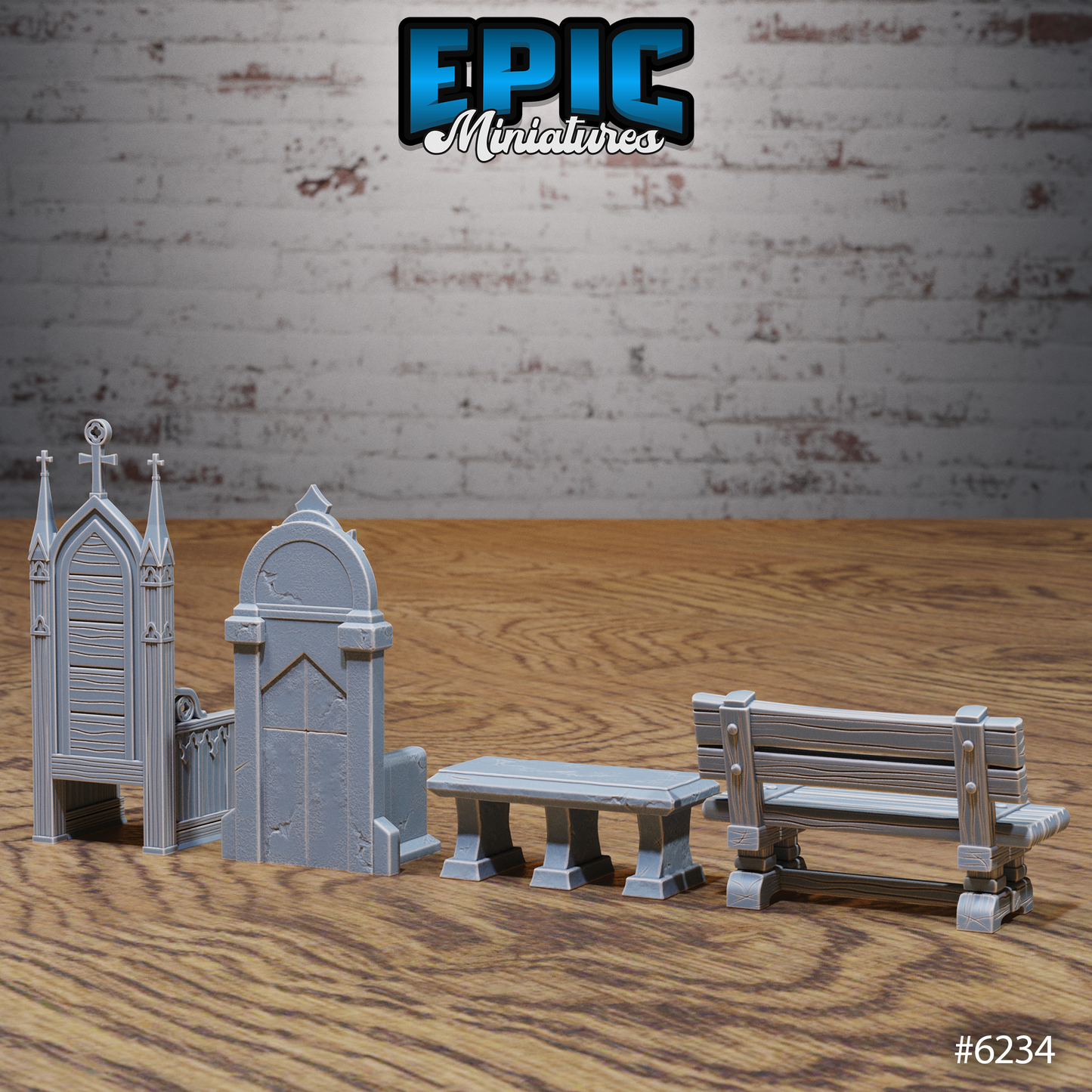 Heavenly Terrain Scatter Set - Chairs, Benches and Bookshelves (7 Variants Available) - Epic Miniatures