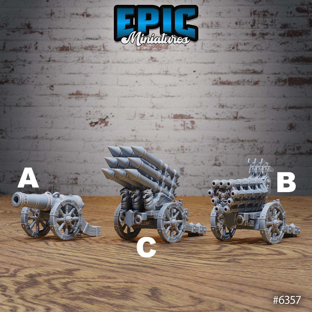 Dwarf Cannons (3 Variants Available) - Epic Miniatures