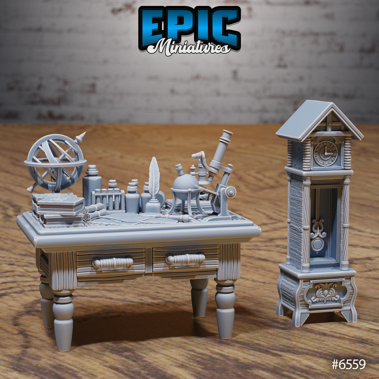 Magical Library Terrain Scatter Set - Study Table & Decorations (5 Variants Available) - Epic Miniatures