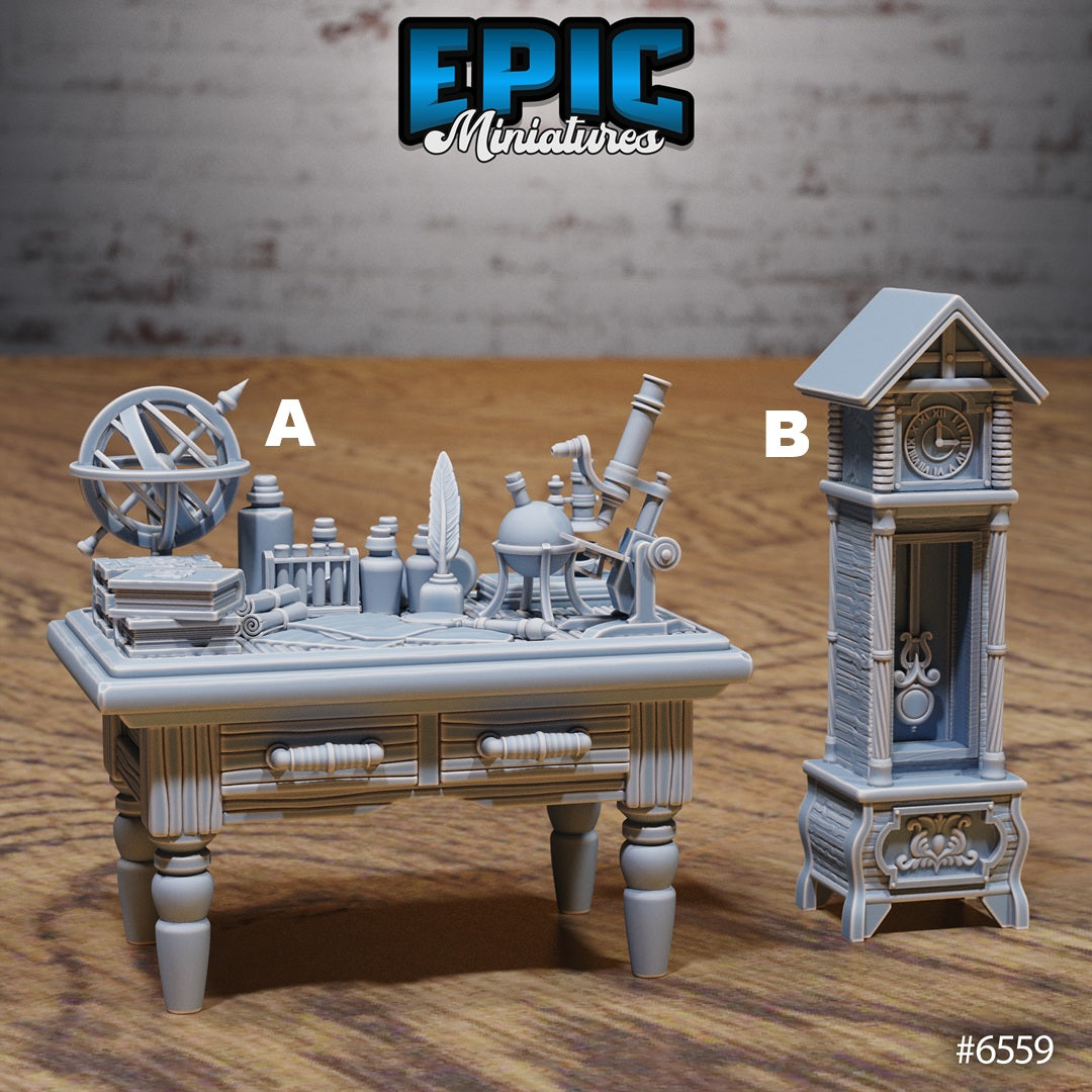 Magical Library Terrain Scatter Set - Study Table & Decorations (5 Variants Available) - Epic Miniatures