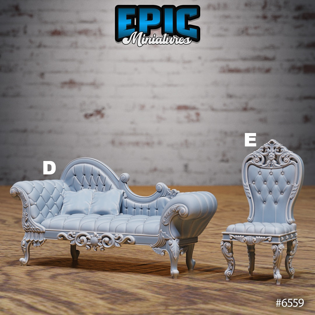 Magical Library Terrain Scatter Set - Reading Furniture (5 Variants Available) - Epic Miniatures