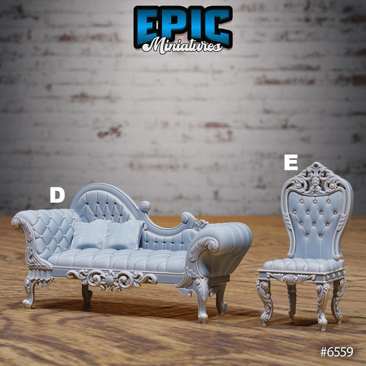 Magical Library Terrain Scatter Set - Reading Furniture (5 Variants Available) - Epic Miniatures