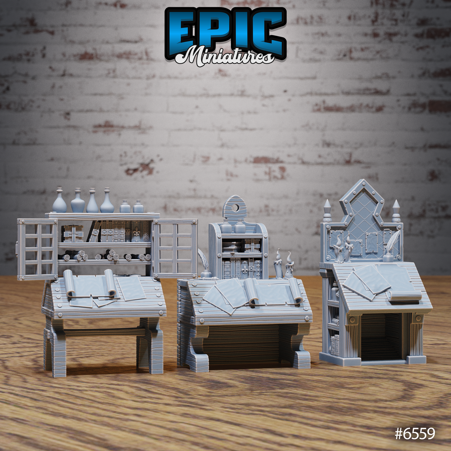 Magical Library Terrain Scatter Set - Reading Furniture (5 Variants Available) - Epic Miniatures