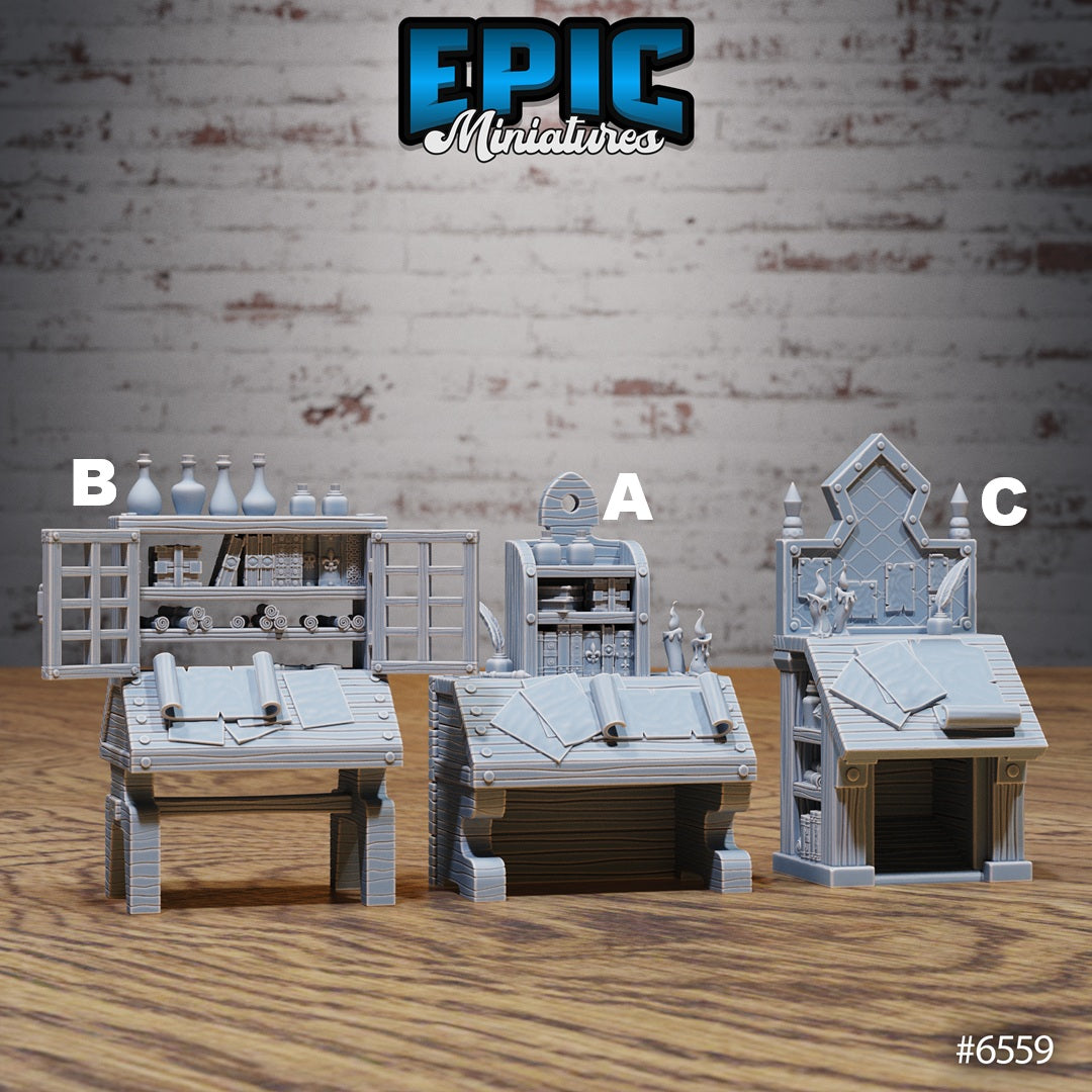 Magical Library Terrain Scatter Set - Reading Furniture (5 Variants Available) - Epic Miniatures