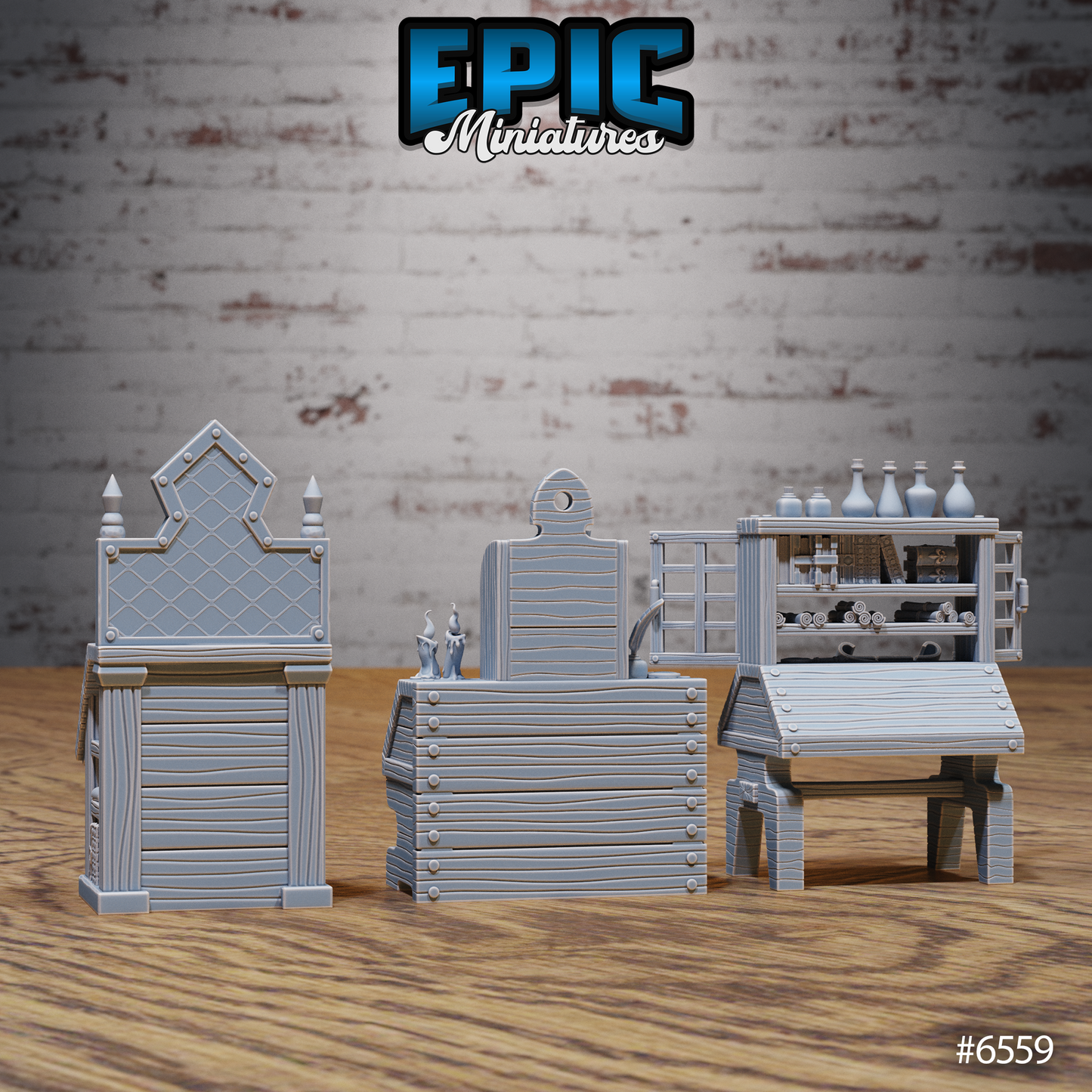 Magical Library Terrain Scatter Set - Reading Furniture (5 Variants Available) - Epic Miniatures