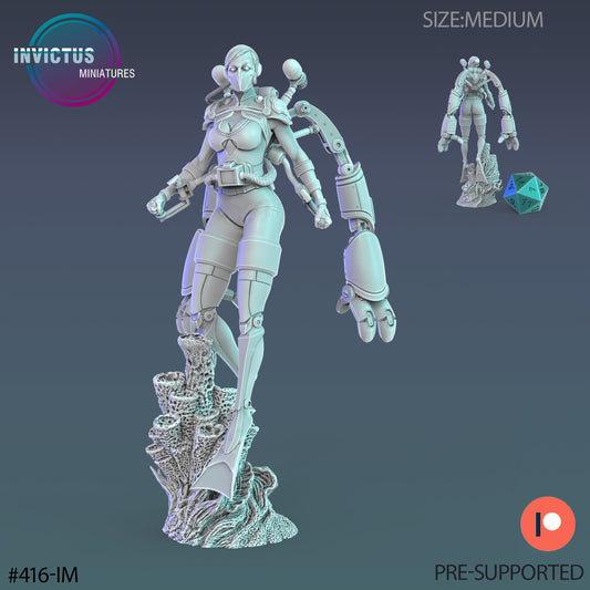 Exosuit Diver Girl (3 Variants Available) - Invictus Miniatures