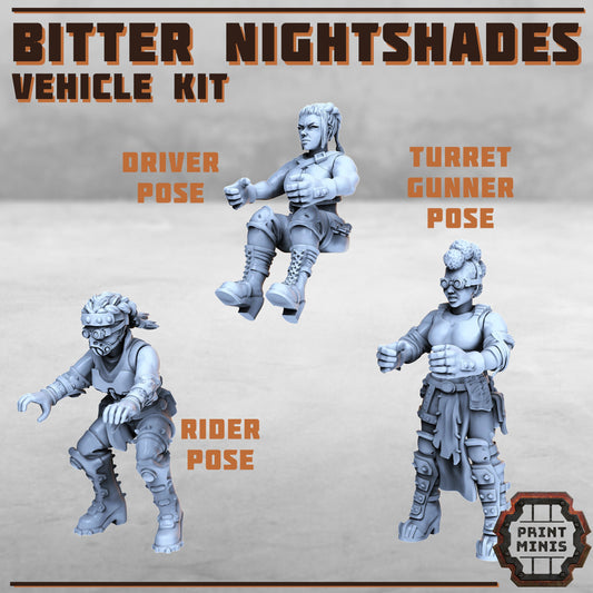 Bitter Nightshades, Vehicle Riders (3 Variants Available) - Print Minis