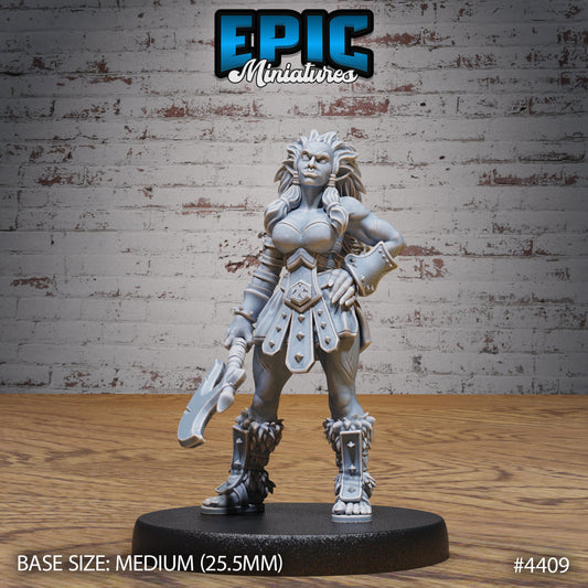 Half Orc Fighter Female (3 Variants Available) - Epic Miniatures
