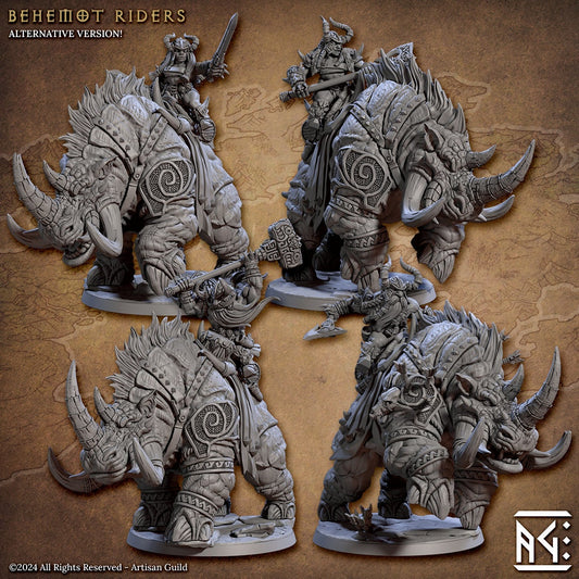 Dwarf Berserker Behemot Riders, Set 2 (4 Variants Available) - Artisan Guild