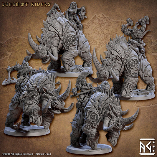 Dwarf Berserker Behemot Riders, Set 1 (4 Variants Available) - Artisan Guild