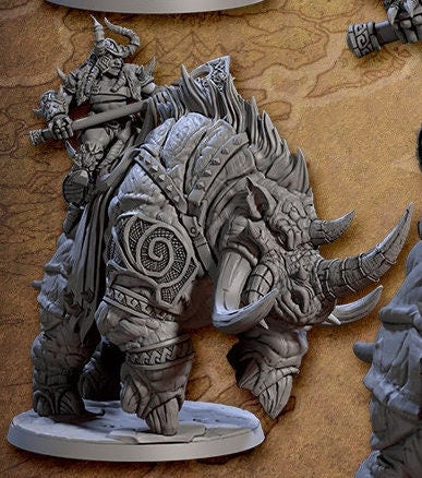 Dwarf Berserker Behemot Riders, Set 2 (4 Variants Available) - Artisan Guild