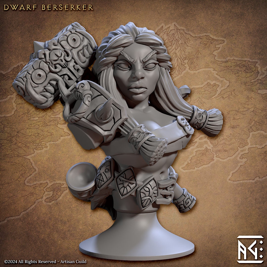 Dwarf Berserker Bust (2 Variants Available) - Artisan Guild