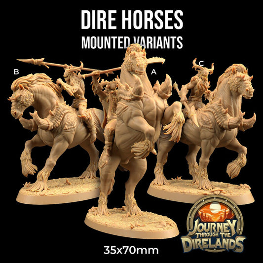 Dire Horses with Elf Riders (3 Variants Available) - Dragon Trapper's Lodge