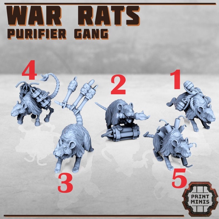 War Rats - Purifier Gang Pets (5 Variants Available) - Print Minis