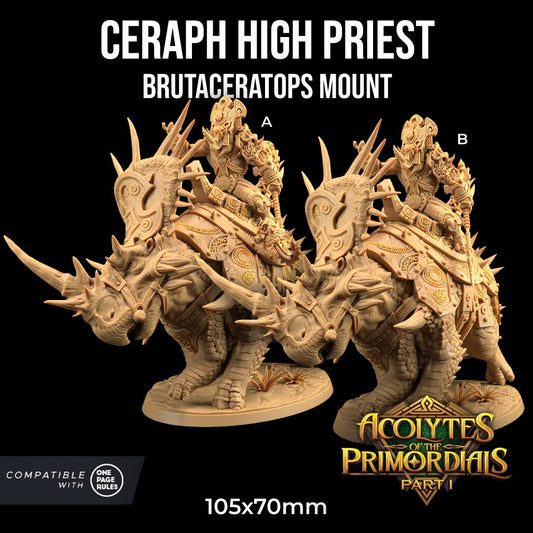 Ceraph High Priest - Brutaceratops Rider (2 Variants Available) - Dragon Trapper's Lodge