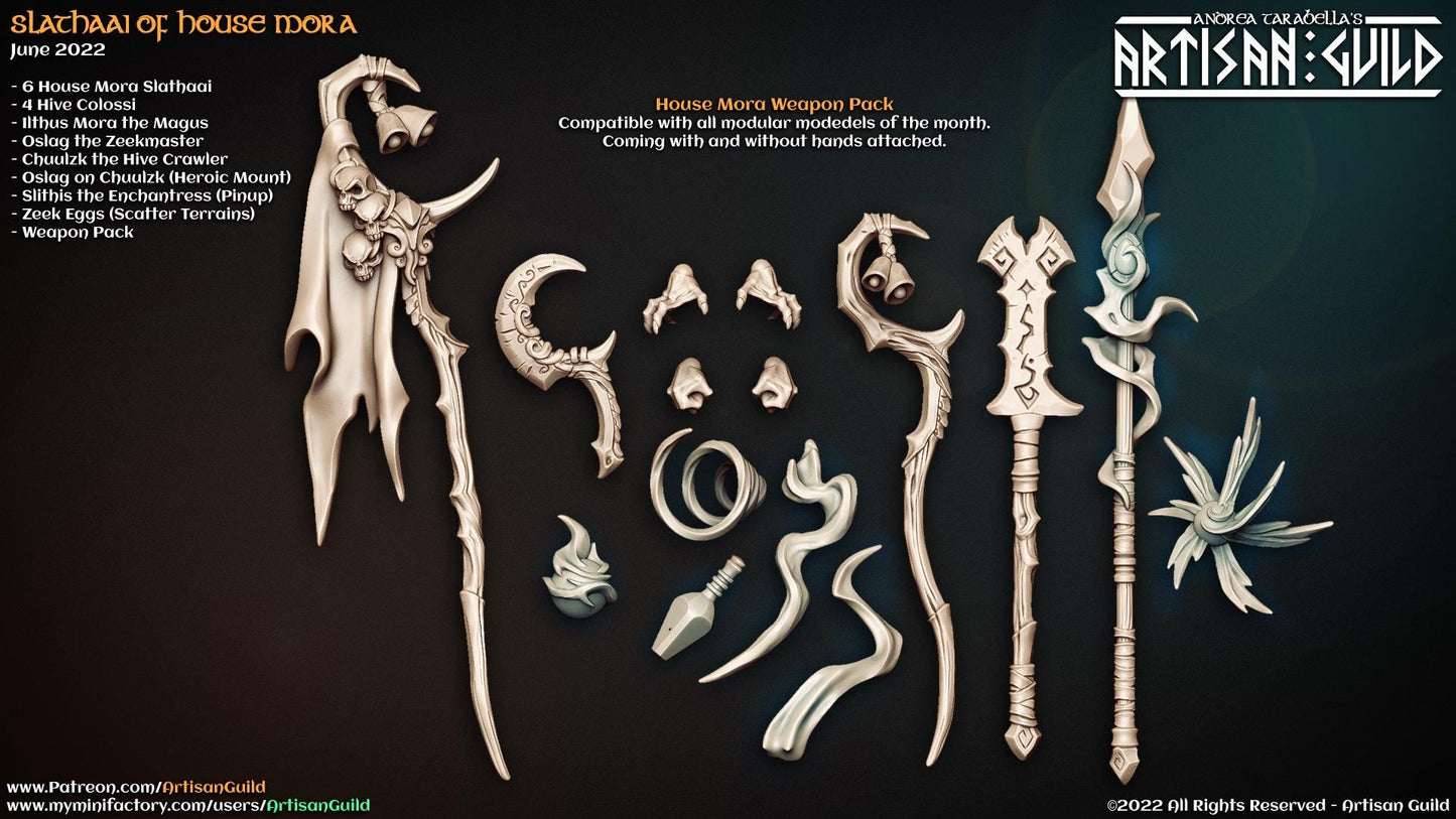 Slathaai of House Mora Hands and Weapons, 32mm Scale (15 Variants Available) - Artisan Guild