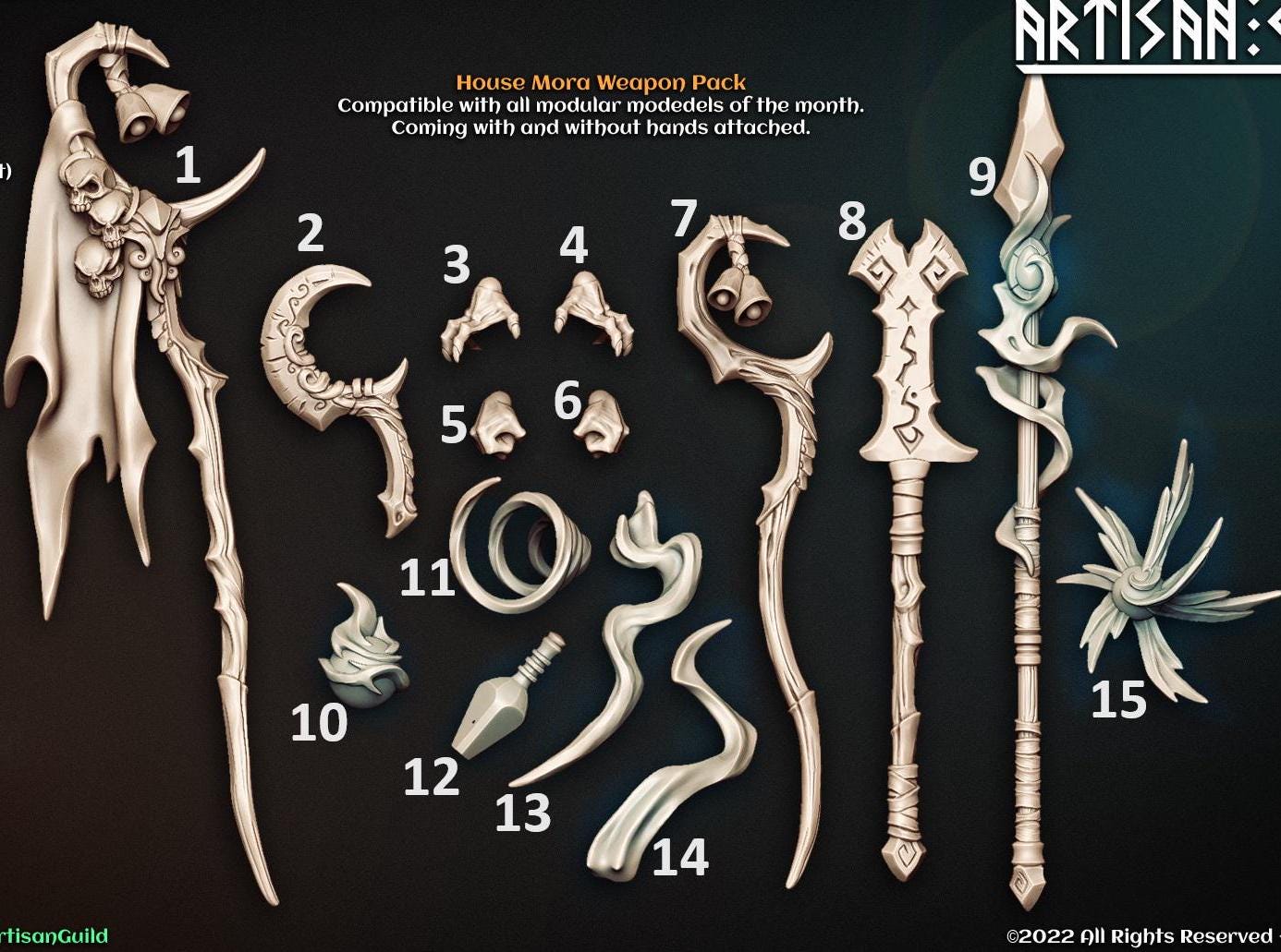 Slathaai of House Mora Hands and Weapons, 28mm Scale (15 Variants Available) - Artisan Guild