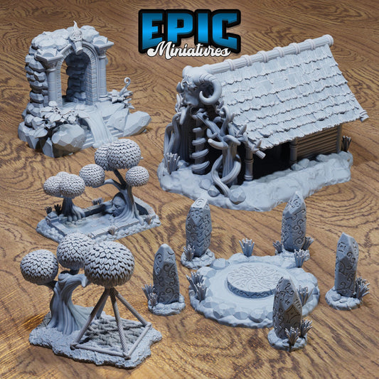Magical Forest Buildings, Terrain Set - Epic Miniatures