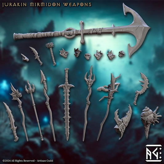 Jurakin Mirmidon Hands and Weapons, 28mm Scale (20 Variants Available) - Artisan Guild