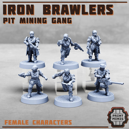 Iron Brawlers, Pit Mining Gang - Females (6 Variants Available) - Print Minis