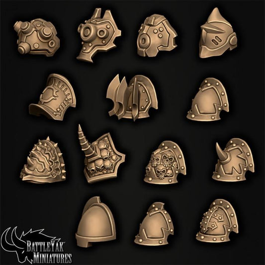 Slayer Cult Pauldrons, Customisation Pack - 28mm Scale (14 Variants Available) - Battle Yak