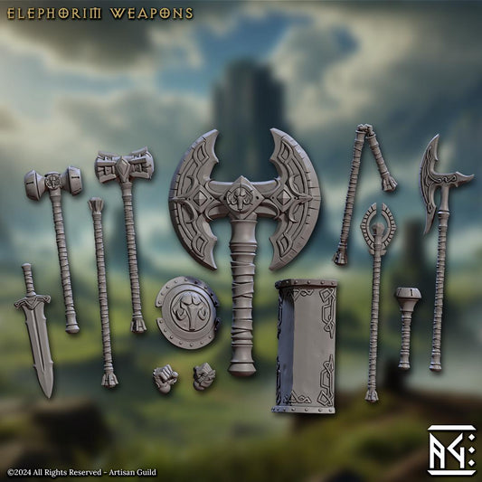 Elephorim Weapons and Hands, 28mm Scale (13 Variants Available) - Artisan Guild