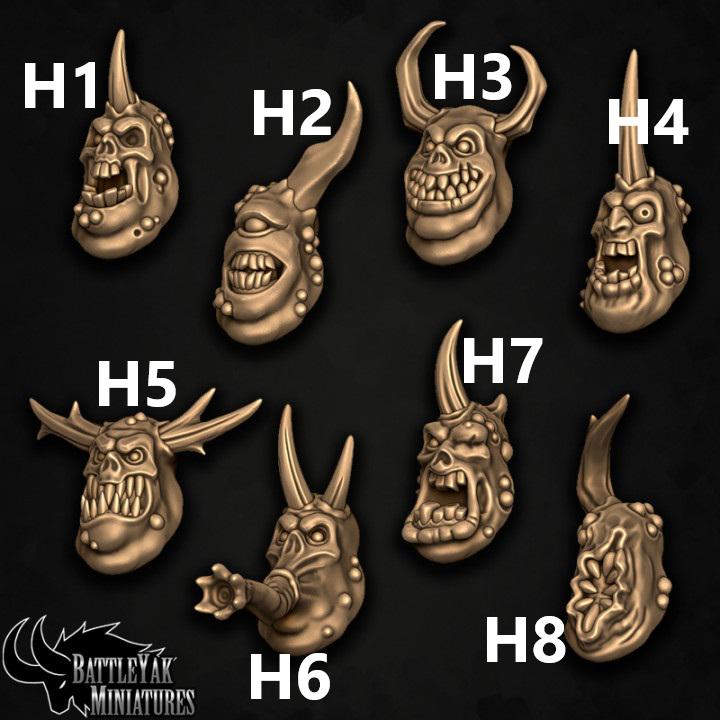 Plagueheart Defiler Heads, Customisation Pack - 28mm Scale (16 Variants Available) - Battle Yak