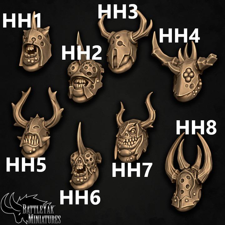 Plagueheart Defiler Heads, Customisation Pack - 28mm Scale (16 Variants Available) - Battle Yak