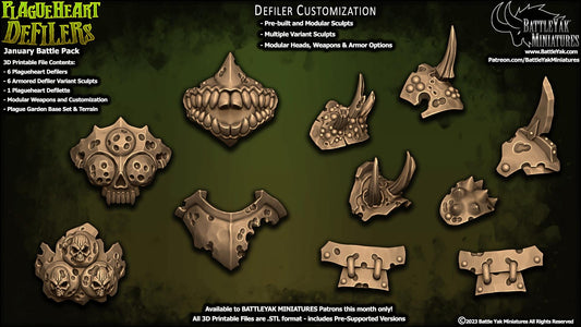 Plagueheart Defilers Gear, Customisation Pack - 28mm Scale (11 Variants Available) - Battle Yak